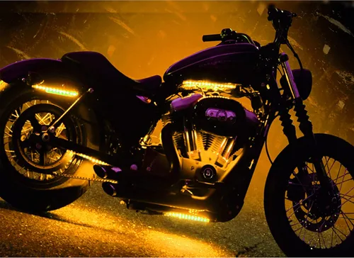 Vista 5 de 2 tiras de luz LED de 9 LED para motocicleta, luces RGB multicolor con efecto de tierra de neón para motocicletas, kits de luces LED