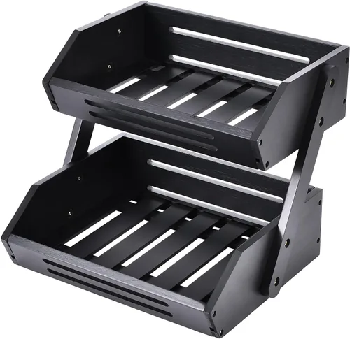 Vista 10 de VIKEYHOME Cesta de frutas, cuenco de frutas de bambú de 3 niveles para cocina, soporte de almacenamiento de frutas y verduras, organizador
