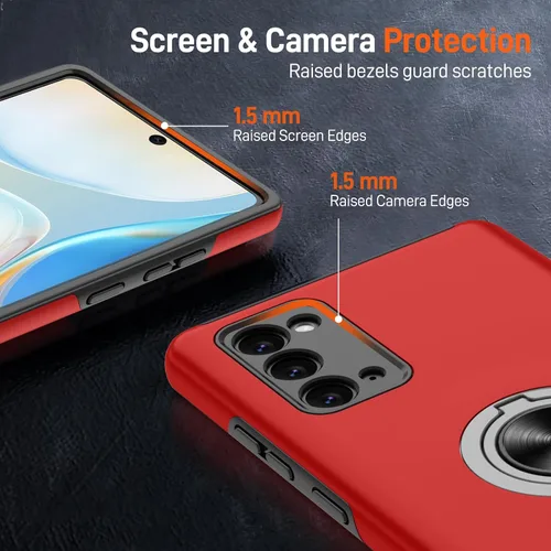 Vista 72 de Gritup - Funda para Galaxy A05S con protector de pantalla HD×2, funda protectora para teléfono a prueba de golpes con soporte magnético de anillo