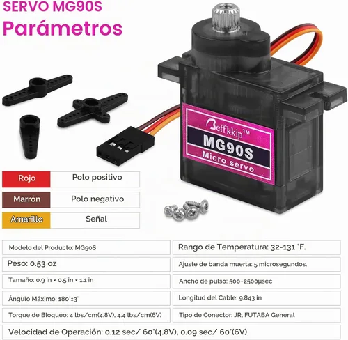 Vista 4 de 2 piezas MG90S 9g Micro Servo Motor Metal Gear para RC Robot Coche Avión Helicóptero Mini Servos para Arduino Proyecto Compact 9g servos with