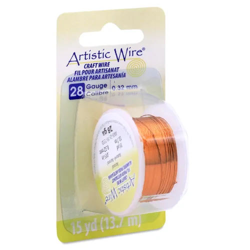 Vista 48 de Artistic Wire, alambre para manualidades de calibre 18, resistente a las manchas, color cobre envejecido en color latón antiguo, 4 yardas