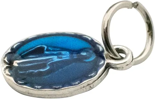 Vista 3 de VILLAGE GIFT IMPORTERS Paquete de 10 cuentas milagrosas de medalla, esmalte azul y metal plateado, 0.5 pulgadas de alto, ideal para hacer joyas