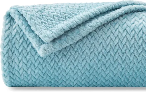 Vista 12 de NEWCOSPLAY Manta de Tiro Súper Suave Aqua Franela Sedosa Premium Fleece con Patrón de Hojas Ligera Manta de Cama para Uso en Todas las Estaciones