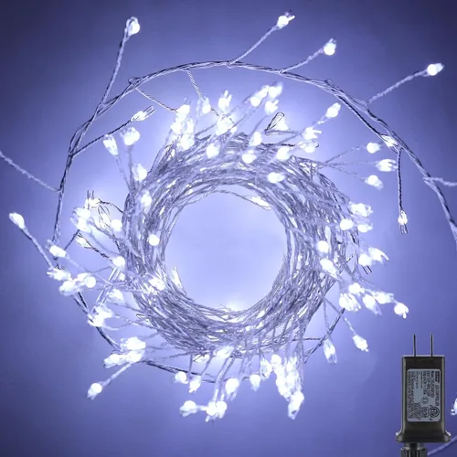 Vista 12 de Guirnalda de luces enchufables, 10 pies, 200 luces LED, alambre de cobre, impermeable, luces de petardo estrellado para techo, dormitorio, corona