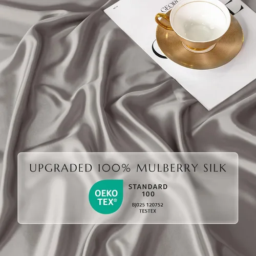 Vista 12 de THXSILK Juego de sábanas bajeras de 100% seda de morera, 3 piezas de seda 7A+, transpirable, suave, sábana bajera de 16 pulgadas de profundidad, 2