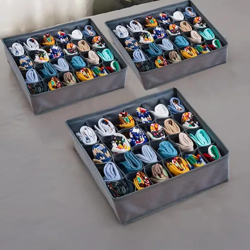 Vista 4 de Juego de 3 organizadores de almacenamiento impermeables para cajones, cajas plegables para calcetines, ropa interior, ropa