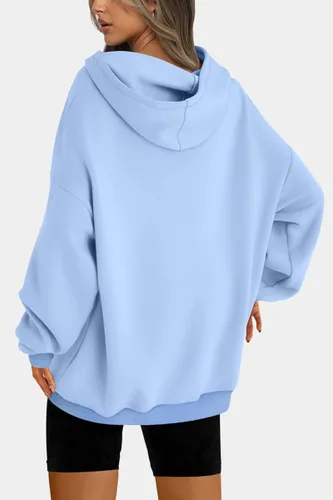 Vista 2 de EFAN Sudaderas con capucha de forro polar de gran tamaño para mujer, estilo casual, de manga larga, sueltas, ligeras, ropa de otoño e invierno