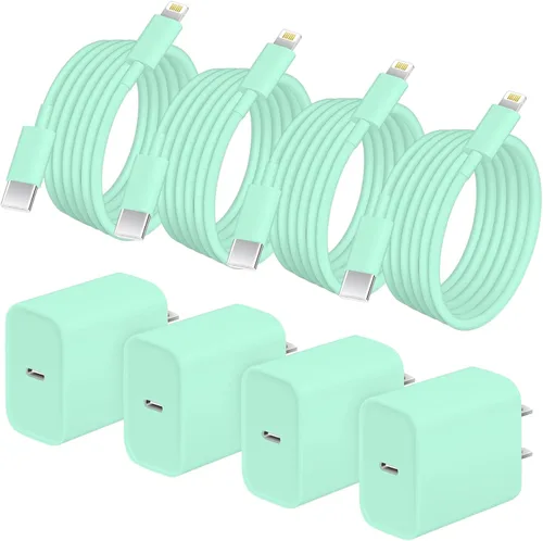 Vista 10 de AISNI Cargador para iPhone de carga rápida, paquete de 4 unidades de 20 W PD USB C con cable de carga rápida de 6 pies certificado MFi para iPhone