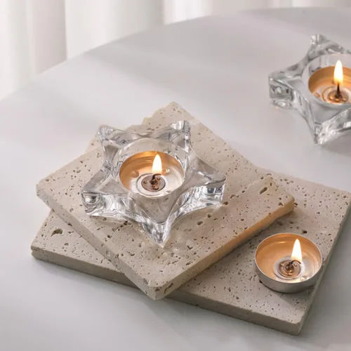 Vista 4 de Portavelas Tealight para Navidad, 2 unidades, portavelas en forma de estrella, para centro de mesa, bodas, mesa de comedor, decoración del hogar