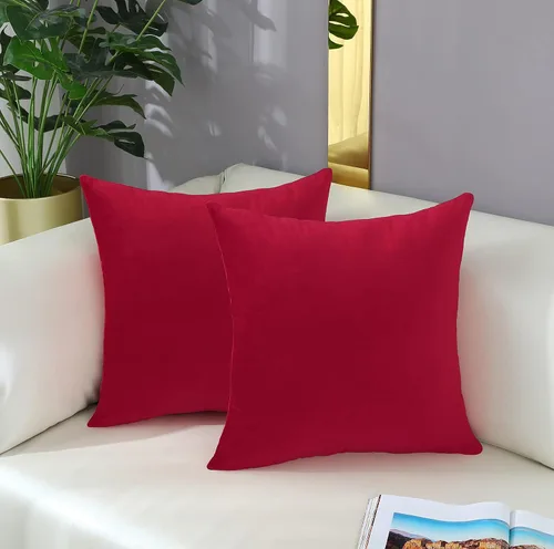 Vista 2 de mixeoo Comfy - Juego de 2 fundas de almohada decorativas de terciopelo grueso sólido y grueso, súper suaves, decoración del hogar para sofá, sala