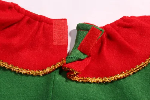 Vista 7 de Disfraz de elfo de Navidad para niñas, vestido de elfo navideño con sombrero de elfo