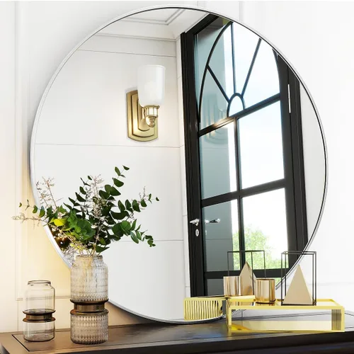 Vista 20 de VooBang Gold Round Bathroom Mirror 24", Thin Metal Frame Wall Mirror Dorado