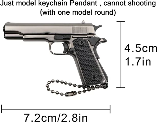 Vista 2 de 1911 Llavero de metal mini táctico llavero pequeño colgante para la colección de ornamentos regalo para hombres fanáticos del ejército