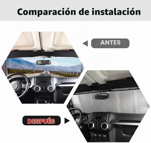 Vista 2 de Parasol para parabrisas compatible con Jeep Wrangler Rubicon Sahara TJ JK JKU de 2 puertas y 4 puertas, protector de calor, parabrisas, visera