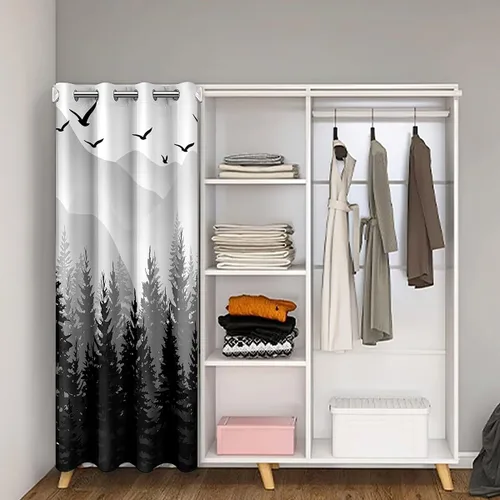 Vista 2 de Cortina de puerta de montaña para privacidad de puerta, árbol de naturaleza salvaje, cortina para puerta de armario, cortina para dormitorio, sala