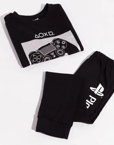 Vista 4 de PlayStation Pijama de manga larga para niños y niños, color negro