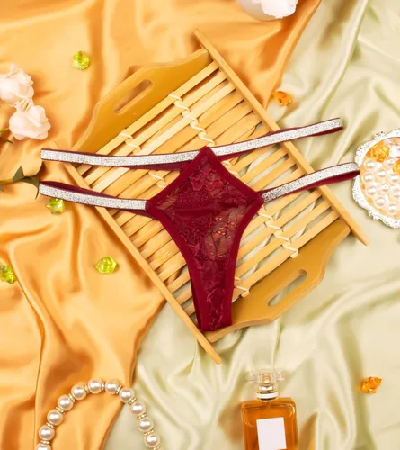Vista 99 de Ropa interior con purpurina transpirable con encaje sexy para mujer