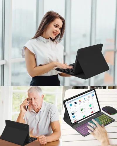 Vista 8 de Funda EAMPANG con teclado ratón para Samsung Galaxy Tab A9 Plus de 11 pulgadas (SM-X210/X215/X216/X218), teclado magnético desmontable USB-C