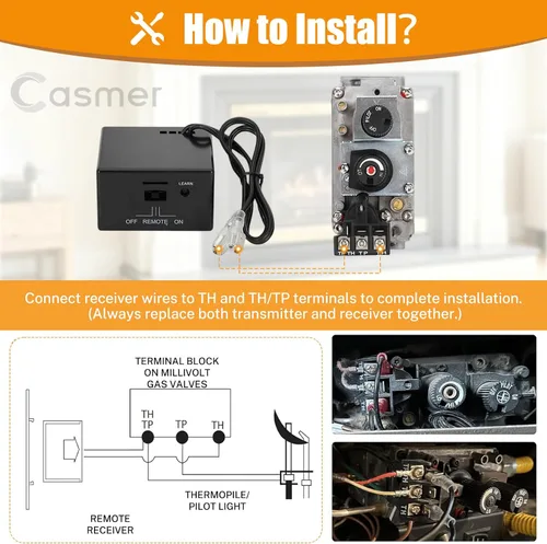 Vista 7 de RCST - Interruptor remoto universal para chimenea, válvula de milivoltio de Negro Ninguno Pantalla