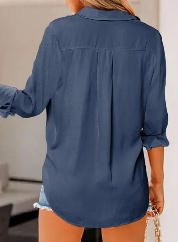 Vista 4 de Astylish Blusa casual de manga larga para mujer, cuello en V, elegante, con botones