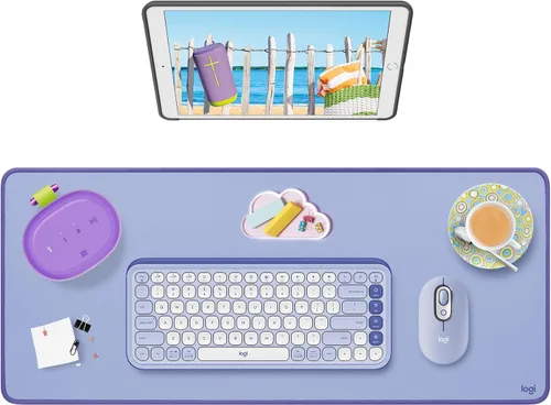 Vista 9 de Logitech Tapete de escritorio Studio Series, alfombrilla de escritorio grande multifuncional, alfombrilla para mouse extendida, protector