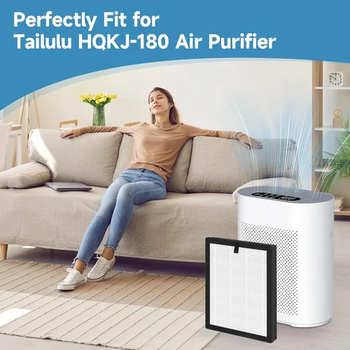 Vista 8 de Paquete de 2 filtros de repuesto HQKJ-180 compatibles con Tailulu HQKJ-180 purificador para filtro de habitación grande, humo, caspa de mascotas