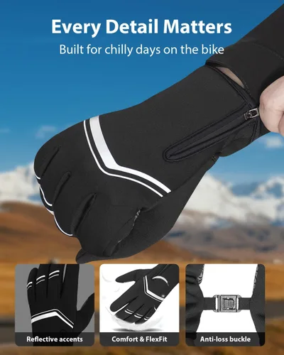Vista 5 de RIGWARL Guantes de ciclismo de invierno para hombres y mujeres, guantes de ciclismo con pantalla táctil para hombres y mujeres, guantes de ciclismo