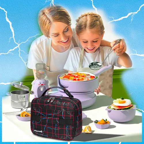 Vista 7 de Lonchera con aislamiento térmico para niños de 3, 4, 5, 6, 7, 8, 9, 10, 11, 12, para el regreso a la escuela, reutilizable, congelable, pequeña