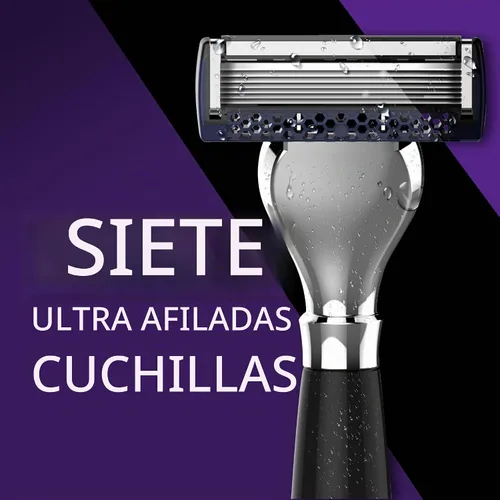 Vista 4 de DORCO Pace Classic - Sistema de maquinilla de afeitar de siete cuchillas con cabezal giratorio y mango premium, paquete de 9 (1 mango + 9 cartuchos)