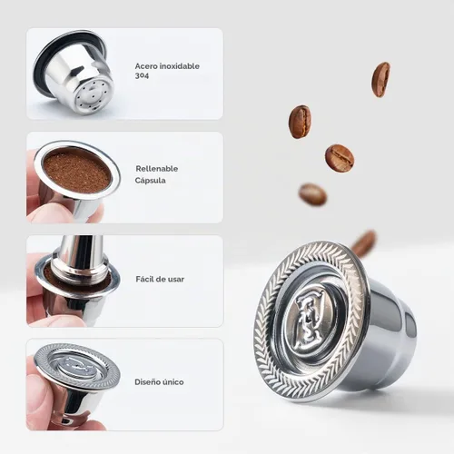 Vista 4 de Cápsulas de café reutilizables de acero inoxidable aptas para cápsulas N espresso OriginalLine, cápsulas de filtro de café expreso recargables
