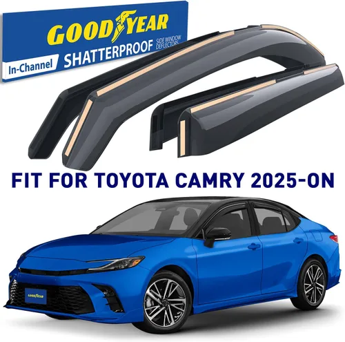 Vista 2 de Goodyear - Deflectores de ventana de canal inastillables para Toyota Camry 2025-2026 Sedan, protectores para la lluvia, viseras para la ventana