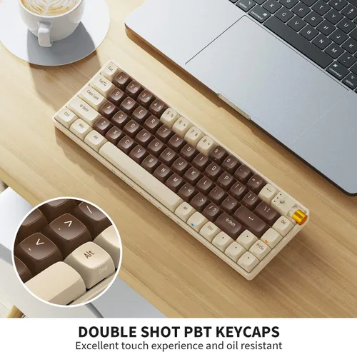 Vista 4 de ROYALAXE X ProtoArc - Teclado mecánico inalámbrico 60%, con cable intercambiable en calienteBluetooth 5.02.4G, con retroiluminación RGB para Windows