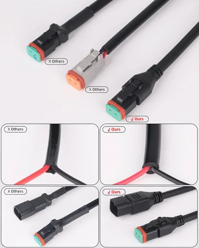 Vista 3 de 2 en 1 2 pies universal DT Splitter arnés de cableado, 2 pines Plug and Play Kit de conector de extensión para barra de luz LED, cápsula LED, luces