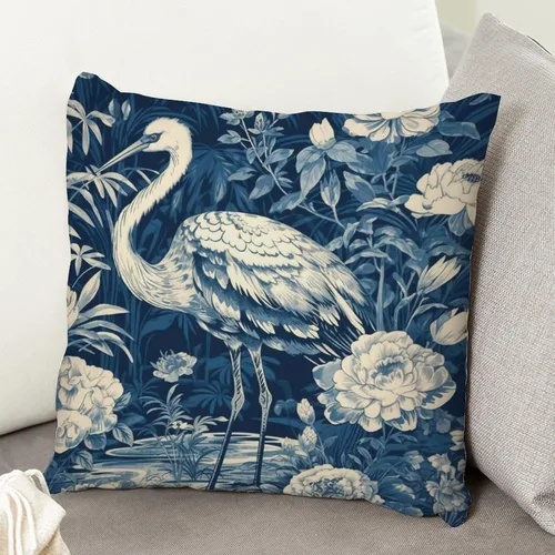 Vista 5 de ArogGeld Chinoiserie - Funda de almohada decorativa con diseño de pájaro y pájaro azul con flores y pájaros asiáticos, funda de cojín decorativa