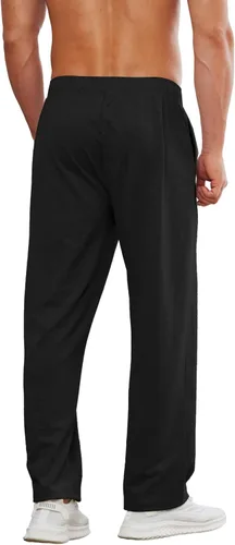 Vista 5 de Deyeek Pantalones rasgados para hombre con cremallera completa, pantalones deportivos para hombre, pantalones deportivos de algodón para poscirugía