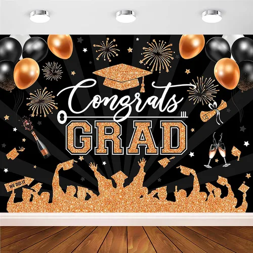Vista 19 de Avezano Fondo de graduación Congrats Grad, decoraciones de fiesta de graduación de clase de 2026, fondo de sesión de fotos, felicitaciones