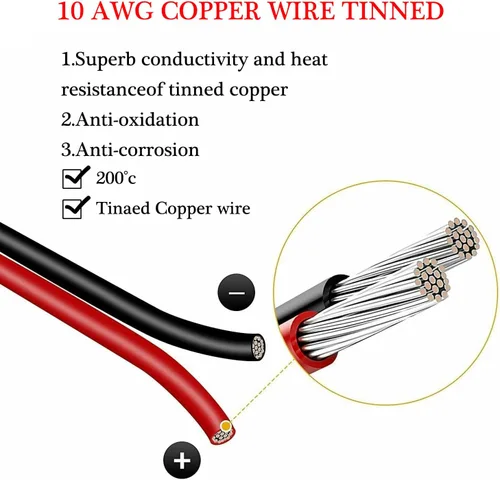 Vista 7 de Pinza de cocodrilo de reemplazo de conector EC5 de 10AWG, cable de arranque de EC5 con abrazaderas de batería, cable de puente de emergencia de 12V