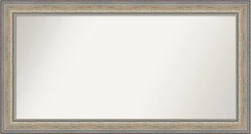 Vista 267 de Amanti Art Espejo de baño plateado para sobre el fregadero, 28 x 37 pulgadas, elegante espejo rectangular de peltre cepillado, marco de madera