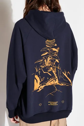 Vista 4 de Not So Ape Sudadera con capucha Sidewalk Flower, unisex, para todo género, fabricada en Japón