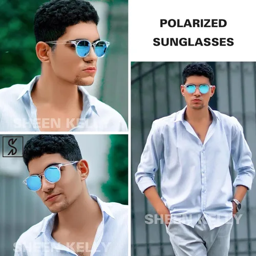 Vista 5 de SHEEN KELLY Gafas de sol polarizadas retro redondas con efecto espejo para hombres y mujeres, vintage de los años 90, círculos clásicos ovalados