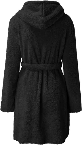 Vista 4 de MELDVDIB Camisón largo de forro polar para mujer, de manga larga, suave ropa de dormir con cinturón