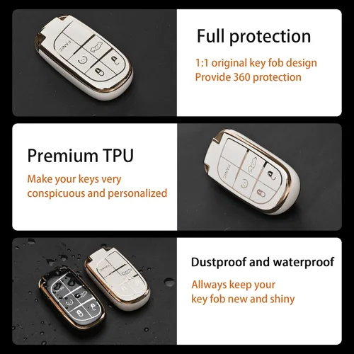 Vista 3 de Funda para llavero Dodge Challenger - 3, 4, 5 botones, protector de llavero de TPU suave