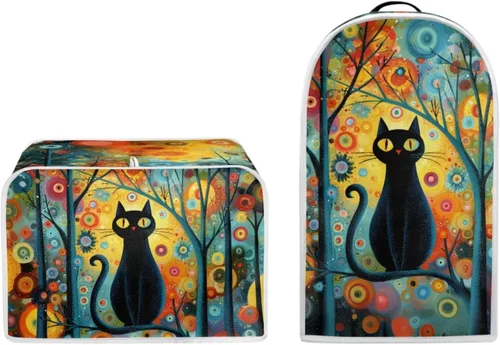 Vista 49 de doginthehole 2 Slice Toaster Cover and Blender Dust Cover Abstract Black Cats Small Appliance Covers Set of 2 Washable Stand Mixer Bread Maker