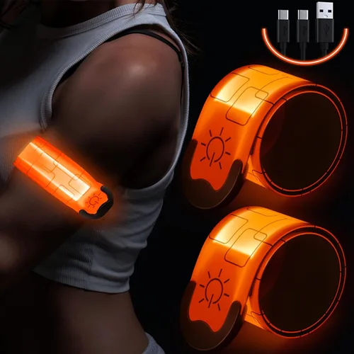 Vista 8 de Simket Brazalete LED Recargable para Correr (Paquete de 2), Luces para Correr para Corredores, Luces para Correr, Equipo Reflectante de Alta