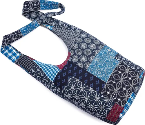 Vista 44 de Bolsa de hombro para mujer, de lona en estilo hippie/bohemio para llevar cruzada al hombro, disponible en diferentes colores y estampados
