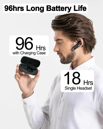 Vista 9 de Auricular Bluetooth para teléfonos móviles, V5.1 auriculares inalámbricos manos libres con estuche de carga de batería y micrófono incorporado