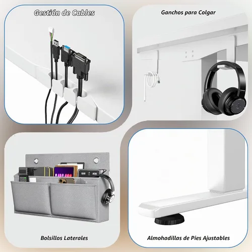 Vista 6 de EnHomee Escritorio eléctrico de pie ajustable de altura de 55 x 24 pulgadas