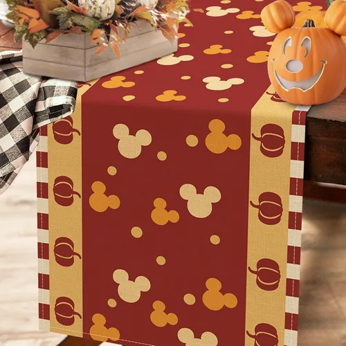 Vista 5 de Seliem Camino de Mesa de Calabaza de Otoño, Decoración de Mesa de Cocina y Comedor de Lunares Rojos de Acción de Gracias de Otoño, Decoración