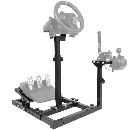 Vista 8 de Supllueer Flight Game Mount & Racing Wheel Stand with Three Multiple Shift Lever Panels fit Logitech Thrustmaster Saitek Honeycomb, Steering Wheel