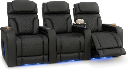 Vista 40 de Seatcraft Luminis 365 - Asiento de cine en casa (fila de 2 biplazas), color carmesí